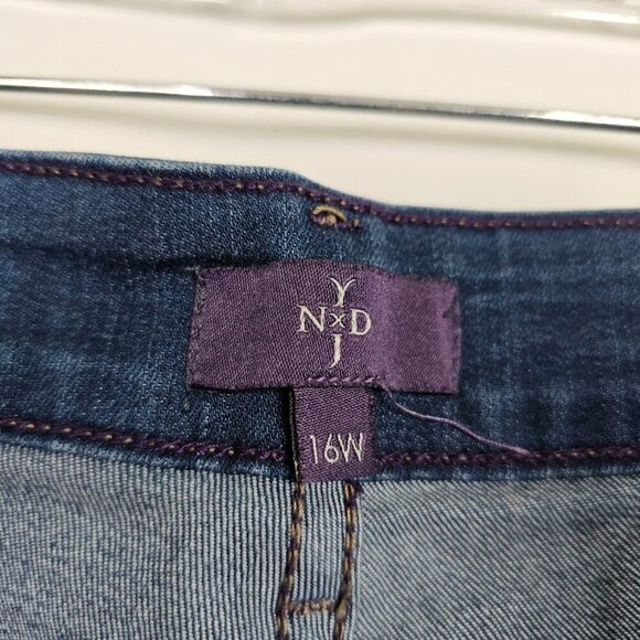 NYDJ ANABELLE Skinny Boyfriend Jeans Cuffed MEDIUM WASH BLUE size 16W High Rise - Picture 6 of 9